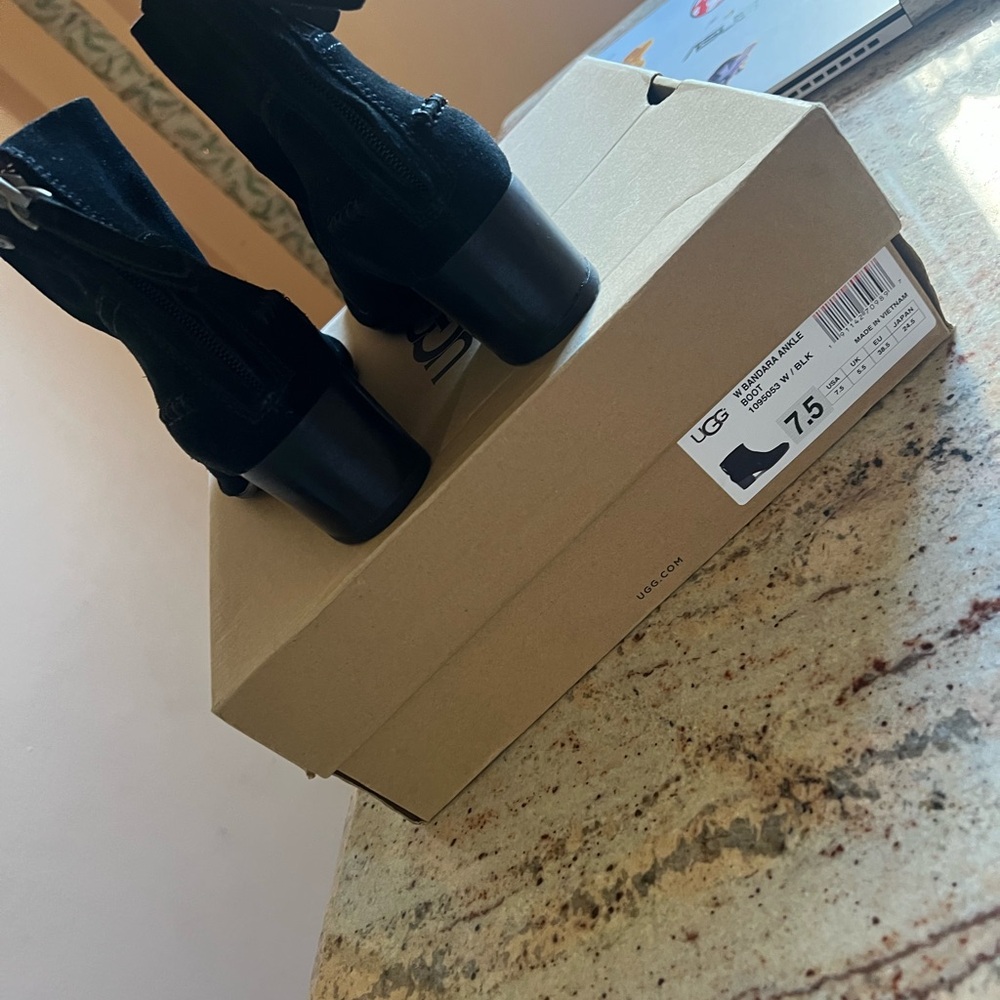 UGG Black Suede Heeled Boots